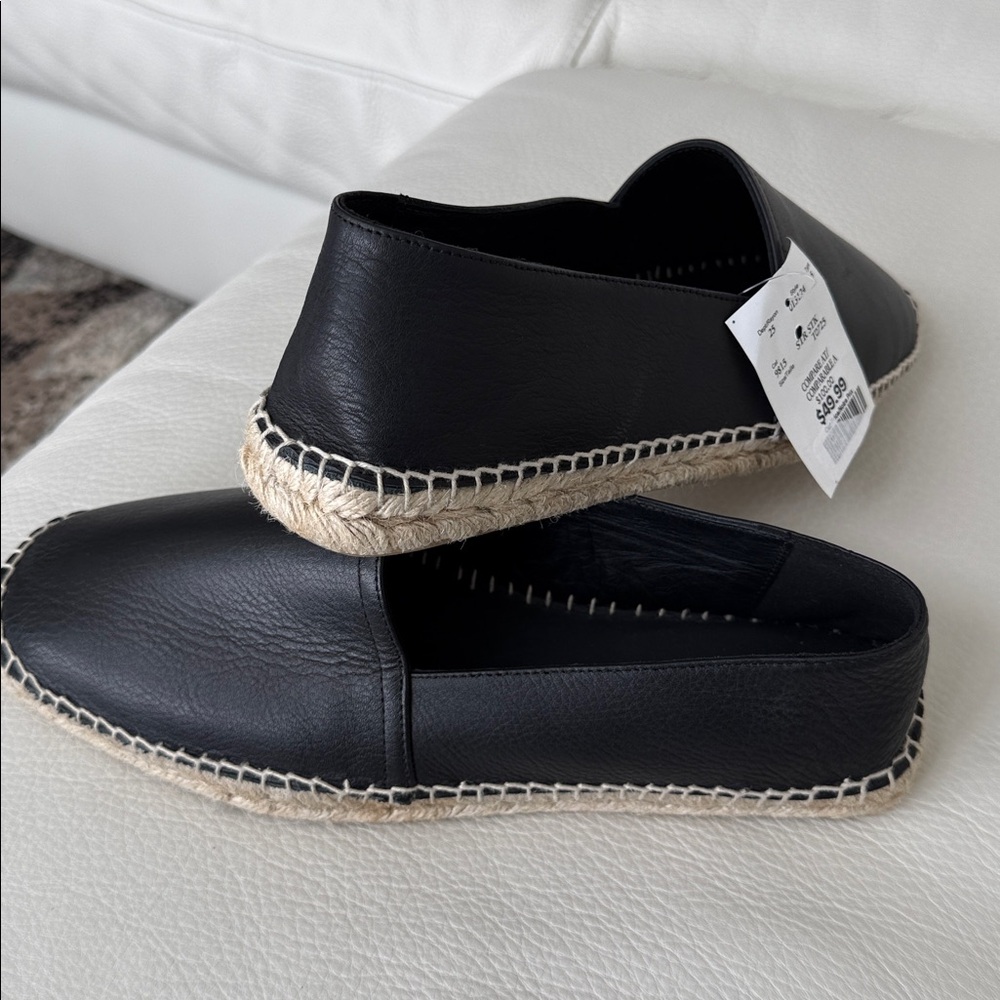 Massimo Dutti Black Leather Loafers Unisex Ladies 13 Men’s 11.5 - Picture 4 of 7